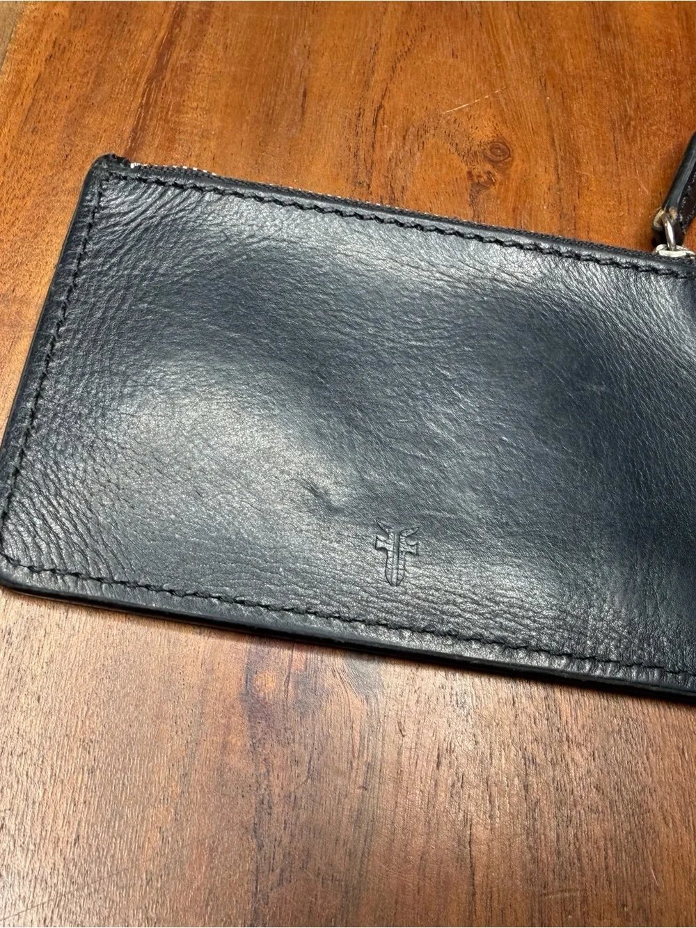 Frye Black Leather Wallet Keychain